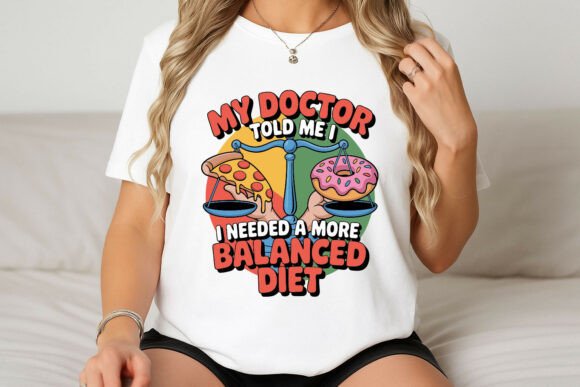 Balanced Diet Food Choice Illustration in Graphics for T-Shirt Designs