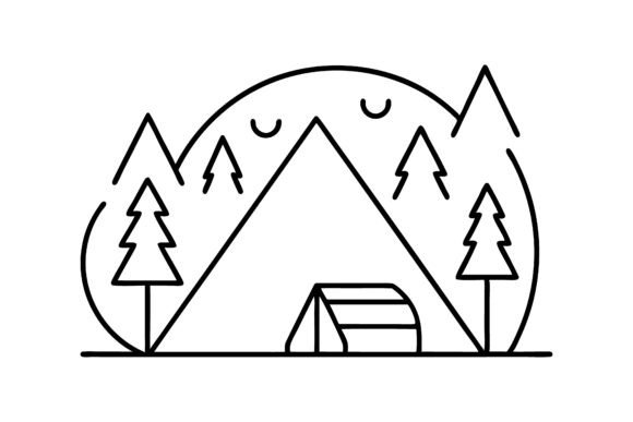 Camping Line Art Icon: Essential Graphics for Illustrations