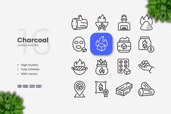 Charcoal Icons for Commercial Graphics