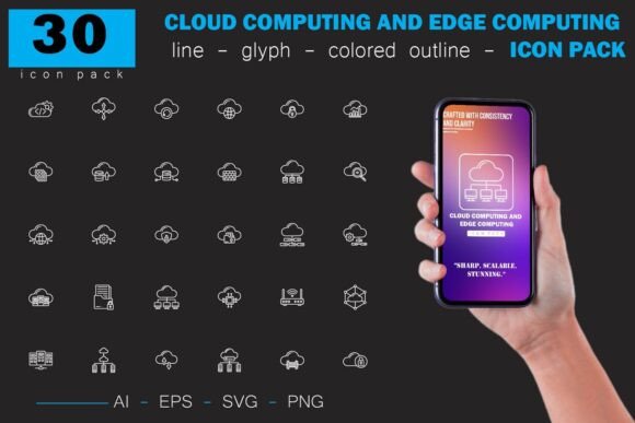 Cloud Computing and Edge Computing Icon