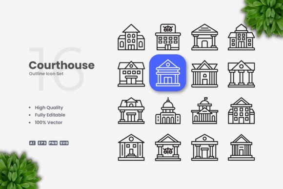 Courthouse Icons - Clean Graphics for Digital Sellers