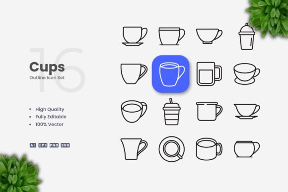 Cups Icons – Clean Graphics for Modern Branding