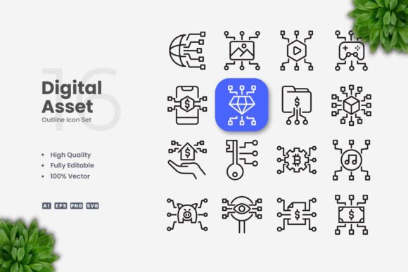 Digital Asset Icons for Modern Graphic Design