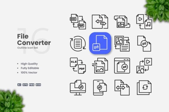 FIle Converter Outline Icons: A Review for Graphics Sellers