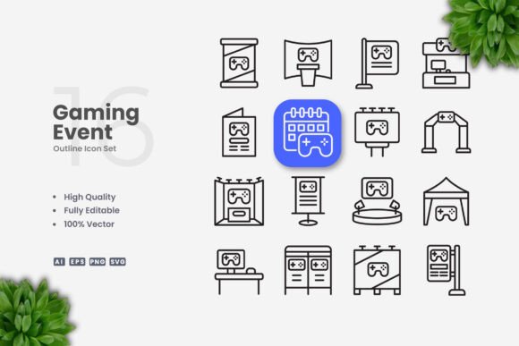 Gaming Event Icons - Clean Graphics for Handmade Creations