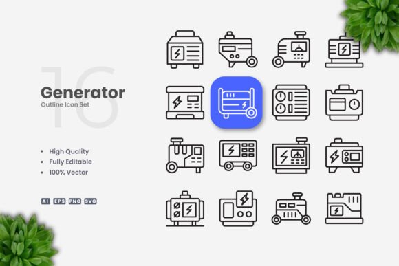 Generator Icons: A Clean Graphic Design Asset for Modern Branding