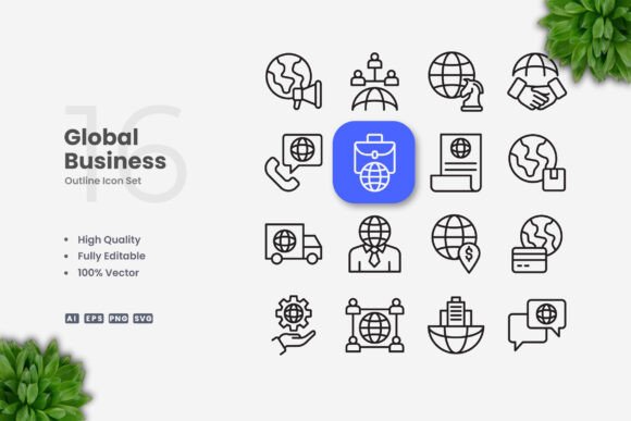 Global Business Icons Graphics for Digital Sellers