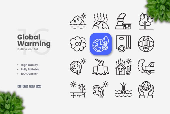 Global Warming Icons for Modern Design Projects