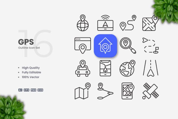 GPS Icons: Clean Graphic Design Asset for Modern Web and Print