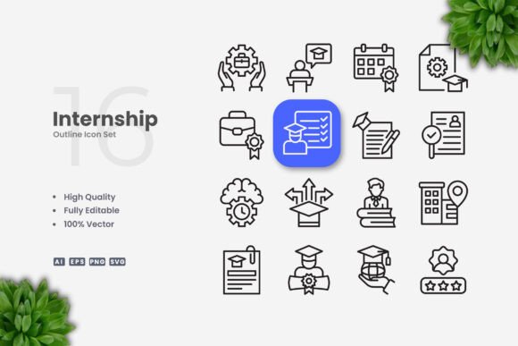 Internship Icons: Clean Graphics for Modern Branding