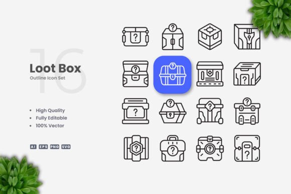 Loot Box Icons: Clean Graphics for Modern Branding