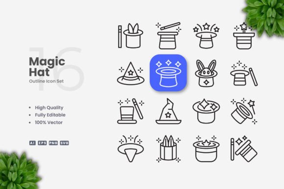 Magic Hat Icons – Clean Graphics for Handmade Creations