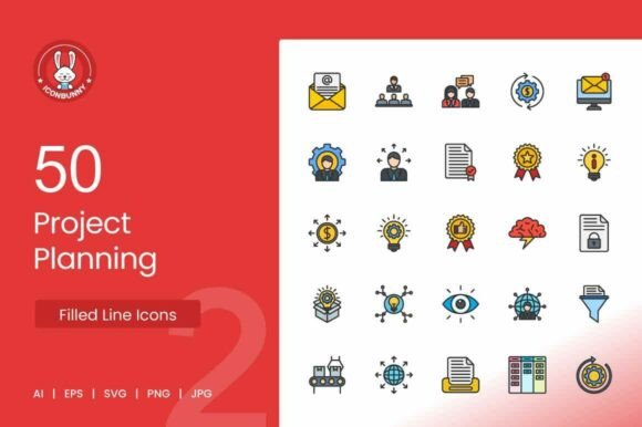 Project Planning Filled Line Icons Review