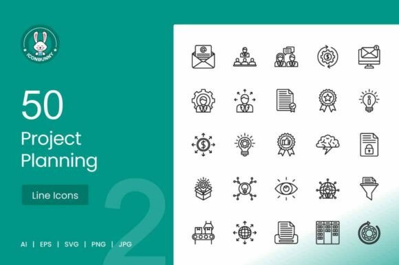 Project Planning Line Icons for Modern Graphics