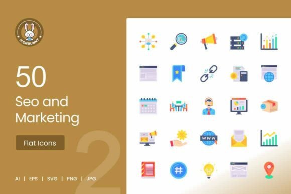 SEO Marketing Flat Multicolor Icons for Modern Graphics