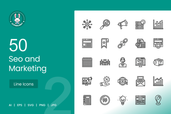 SEO Marketing Line Icons: Premium Graphics for Handmade Brands