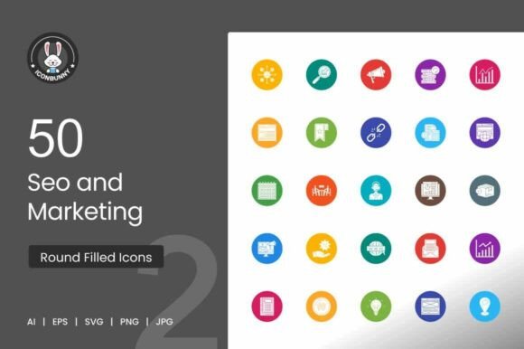 SEO Marketing Round Filled Icons: A Seller's Review of Graphics
