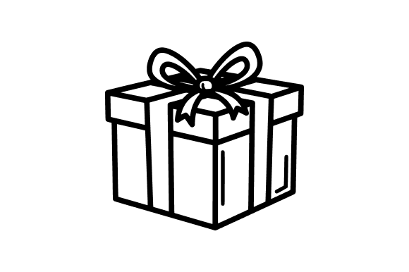 Sketch of a Wrapped Gift Box Line Art for Graphics and Illustrations