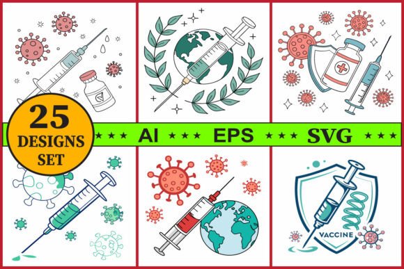 Vaccine Virus Icon Vector Bundle Set: Premium Graphics & Illustrations