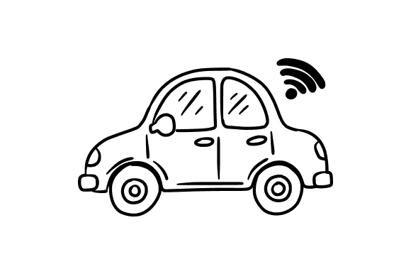 Vehicle with Wireless Connectivity Graphics for Modern Illustrations